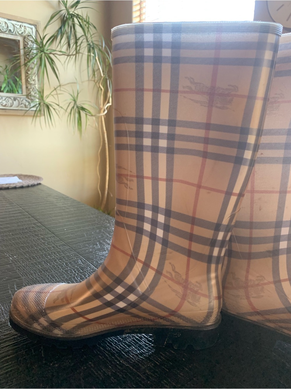 Burberry Tan Nova Check Waterproof Rain Boots - Picture 4 of 6